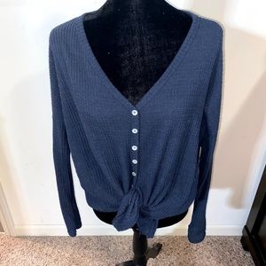 Navy Waffle top